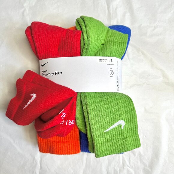 NEW 6 Pairs Nike Everyday Cotton Cushioned Men's 8-12 L Crew Socks White DRI-FIT - Picture 1 of 11
